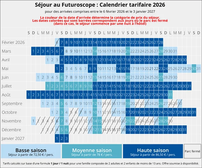 Calendrier tarif séjour Futuroscope pas cher 2026
