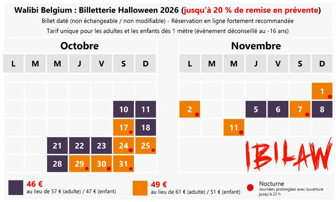 Bon plan Halloween billet Walibi Belgium pas cher 2026