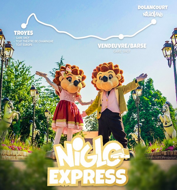 La navette Niglo Express qui relie Troyes à Nigloland