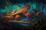 Concept Art d’une future scène que les visiteurs pourront découvrir lors de leur voyage dans l’attraction Le Roi Lion.