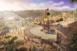 Concept art de l’extension 2026 du quartier Exotic Island avec la nouvelle attraction Répar’TaKar.