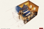 Concept art d’une chambre du nouvel hôtel du Parc Astérix.