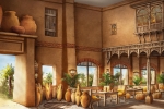Concept art d’un des restaurants de l’hôtel Odyssée au Parc Astérix.